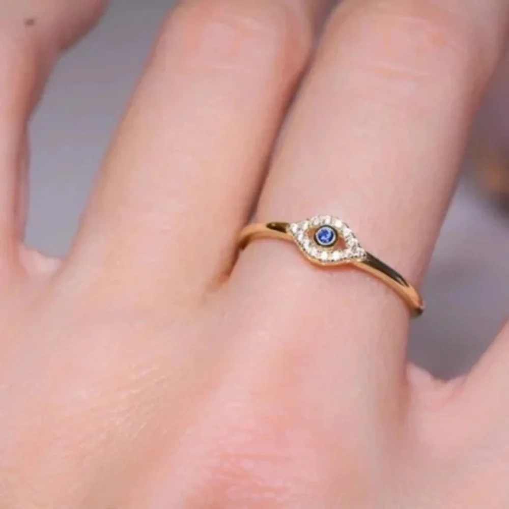 18K Gold Plated Paloma Evil Eye Ring - Picture 1 of 5